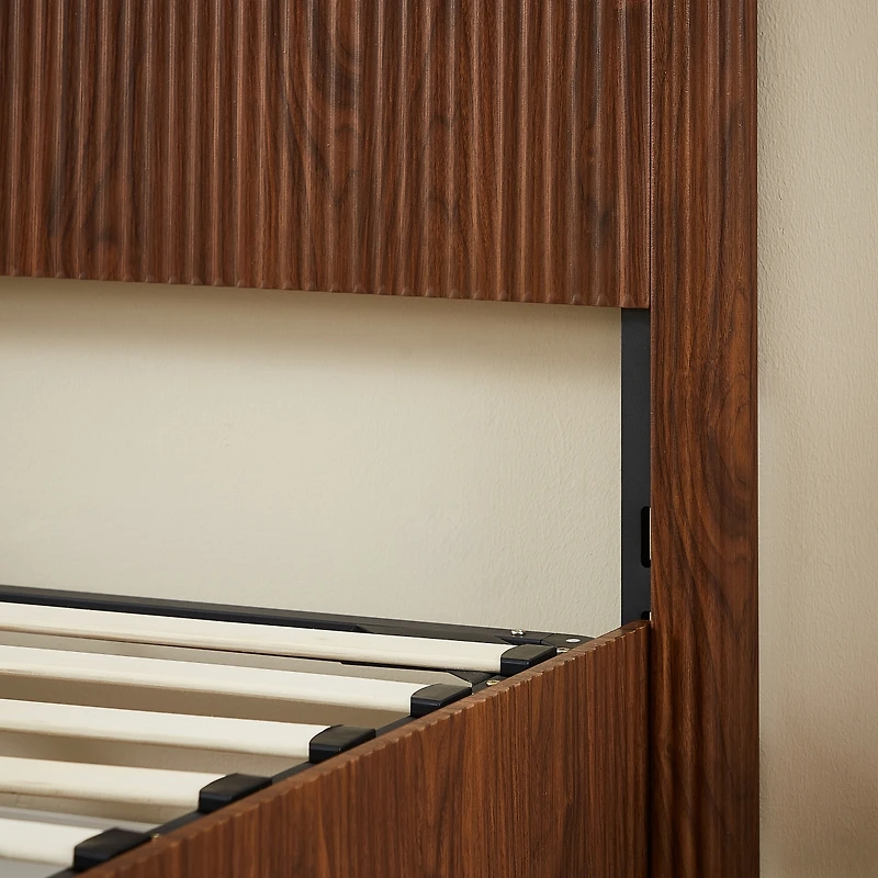 Streamdale Furniture Lift-Up Storage Bed Frame, Curved Wood Design