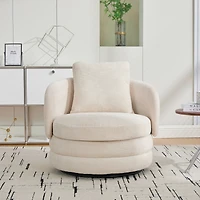 Streamdale Furniture Modern 360degree(s) Swivel Barrel Accent Chair with Pillow, Chenille