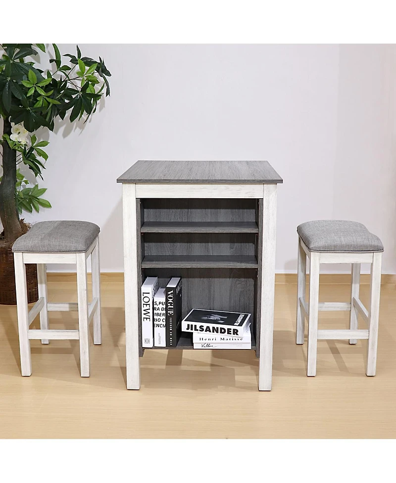Streamdale Furniture 3-Piece Modern Farmhouse Counter Set with Storage