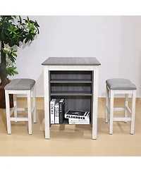 Streamdale Furniture 3-Piece Modern Farmhouse Counter Set with Storage