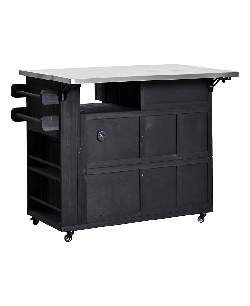 Streamdale Furniture Outdoor Extendable Stainless Steel Top Kitchen Island And Grill Cart