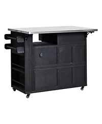 Streamdale Furniture Outdoor Extendable Stainless Steel Top Kitchen Island And Grill Cart