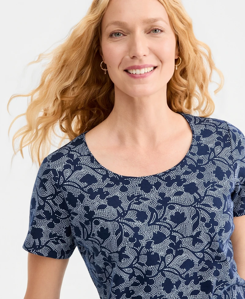 Style & Co Women's Printed Short-Sleeve Scoop-Neck Top, Macy's Exclusive