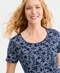 Style & Co Women's Printed Short-Sleeve Scoop-Neck Top, Macy's Exclusive