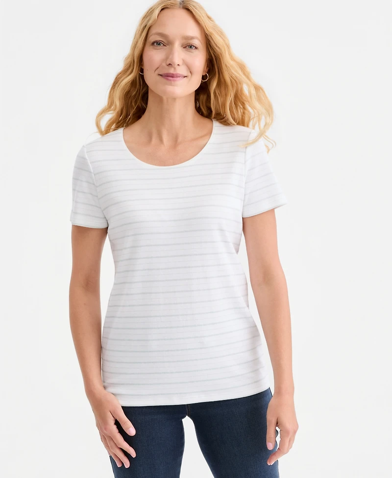 Style & Co Women's Printed Short-Sleeve Scoop-Neck Top, Macy's Exclusive