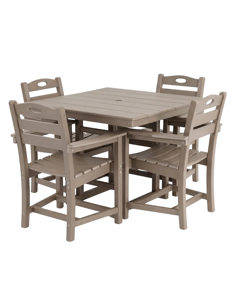 Streamdale Furniture Weathered Wood Hdpe 5-Piece Outdoor Patio Dining Set