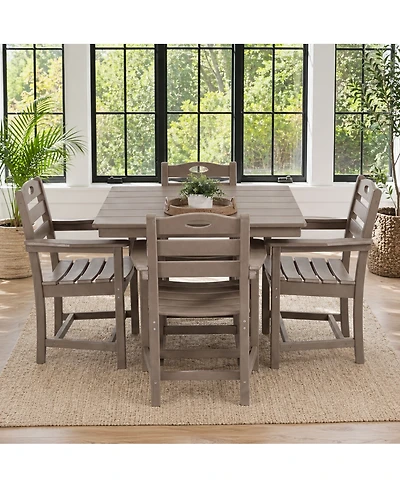 Streamdale Furniture Weathered Wood Hdpe 5-Piece Outdoor Patio Dining Set
