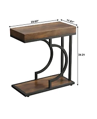 Slickblue Modern C Side Table with Compact Design and Metal Frame