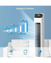 Cowsar Bladeless Tower Fan with Remote, 5 Speeds, White