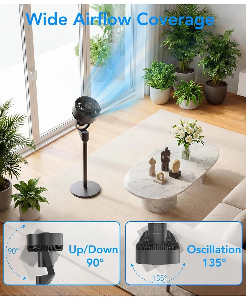 Cowsar Pedestal Fan, 3 Spd, 6H, 80degree(s) Osc, Aroma, Detachable
