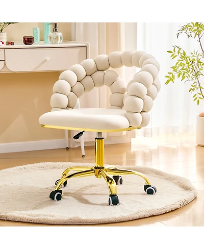 Streamdale Furniture Modern Velvet Adjustable Swivel Desk Chair with Gold Base