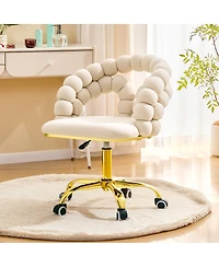 Streamdale Furniture Modern Velvet Adjustable Swivel Desk Chair with Gold Base