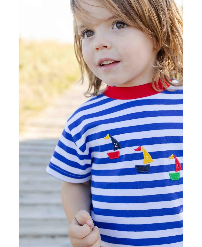 Florence Eiseman Little Boys Knit Short Set With Sailboats