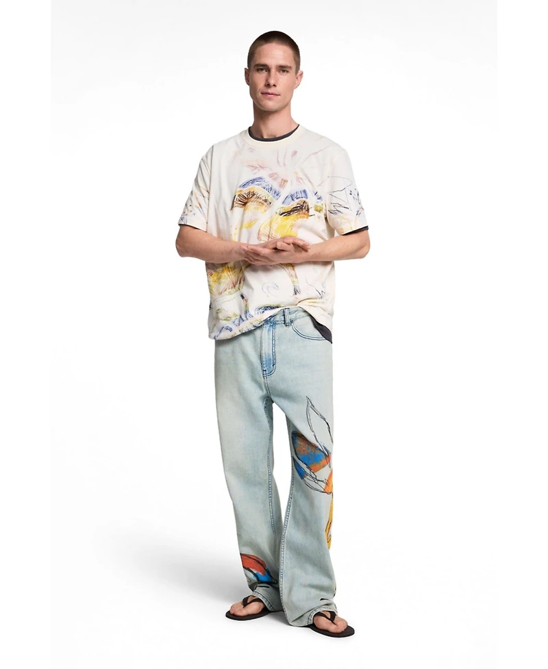 Desigual Men's Printed T-shirt with drawings