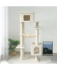 Streamdale Furniture Multi-Level Cat Tree with House, Hammock, and Scratching Posts