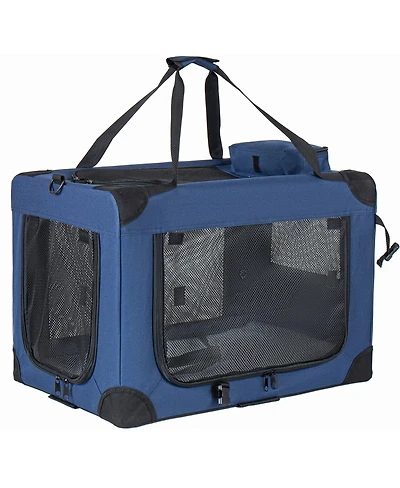 Streamdale Furniture 36'' Portable 3-Door Soft Dog Crate With Mesh Windows And Fleece Mat