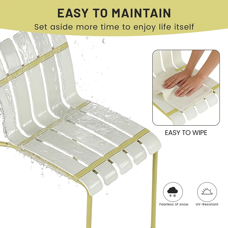 Streamdale Furniture Piece Striped Chair and Folding Table Set - Waterproof Indoor Outdoor Furniture