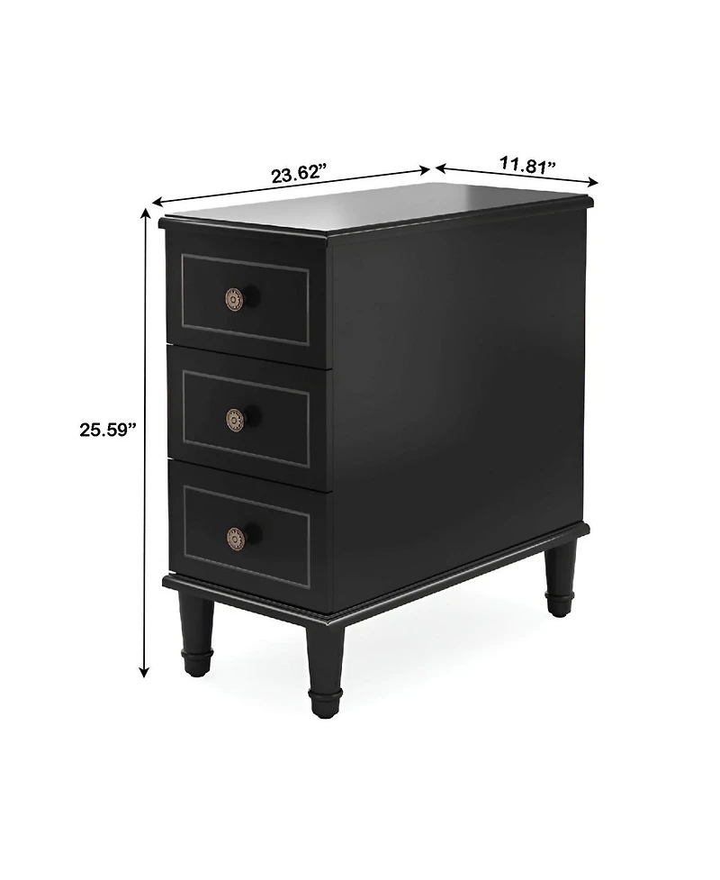 Slickblue Wood Nightstand with 3 Drawers Fully Assembled Side Table