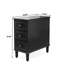 Slickblue Wood Nightstand with 3 Drawers Fully Assembled Side Table