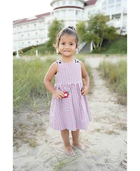 Florence Eiseman Toddler Girls Plaid Seersucker Dress With Flowers