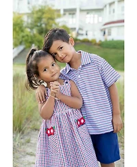 Florence Eiseman Big Girls Plaid Seersucker Dress With Flowers