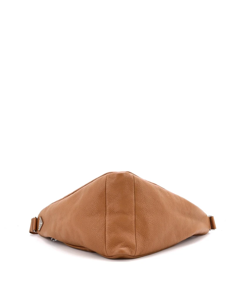 Pre-Owned Prada Large Triangle Logo Zip Messenger Leather