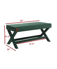 Streamdale Furniture Velvet Double Bench with X-Crossed Legs