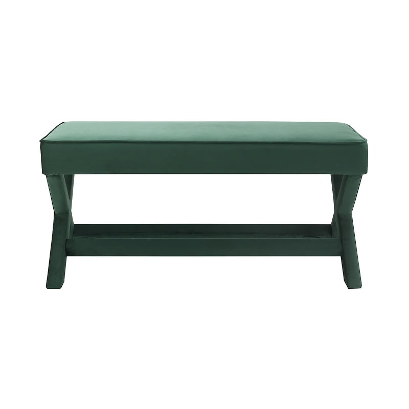 Streamdale Furniture Velvet Double Bench with X-Crossed Legs