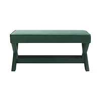 Streamdale Furniture Velvet Double Bench with X-Crossed Legs