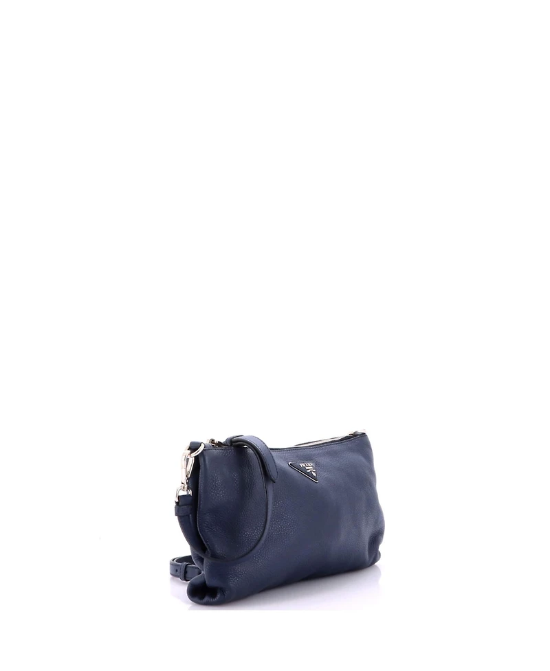 Pre-Owned Prada Mini Flat Zip Crossbody Bag Vitello Daino