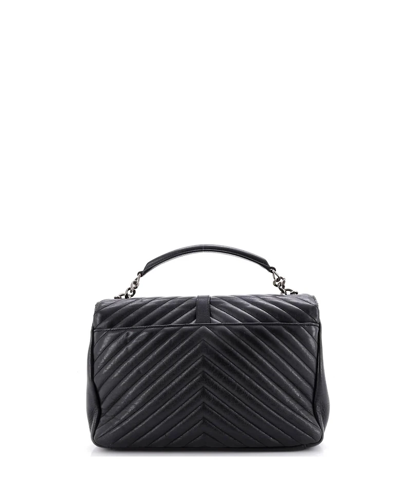 Pre-Owned Saint Laurent Large Classic Monogram College Bag Matelasse Chevron Leather
