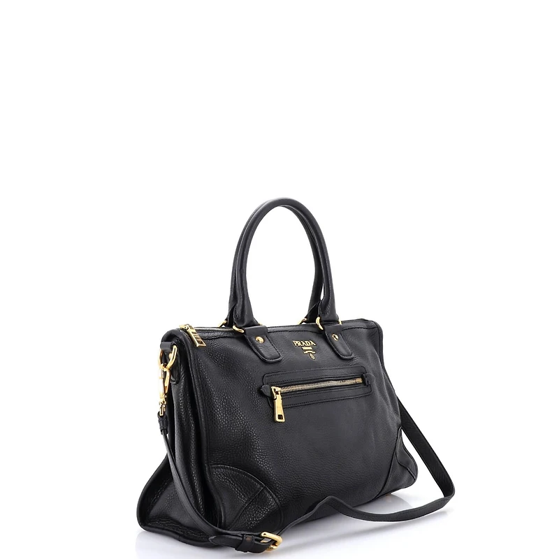 Pre-Owned Prada Medium Front Zip Convertible Satchel Vitello Phenix
