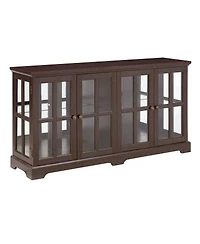 Streamdale Furniture Cherry Led Curio Cabinet with Glass Doors and Adjustable Shelves