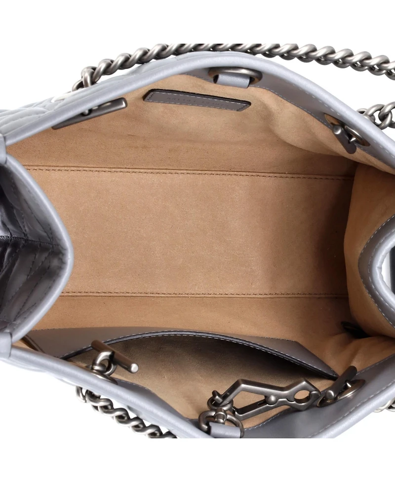 Pre-Owned Gucci Small Gg Marmont Aria Chain Shopping Tote Mixed Matelasse Leather