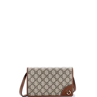 Pre-Owned Gucci Emblem Wallet on Strap Gg Coated Canvas