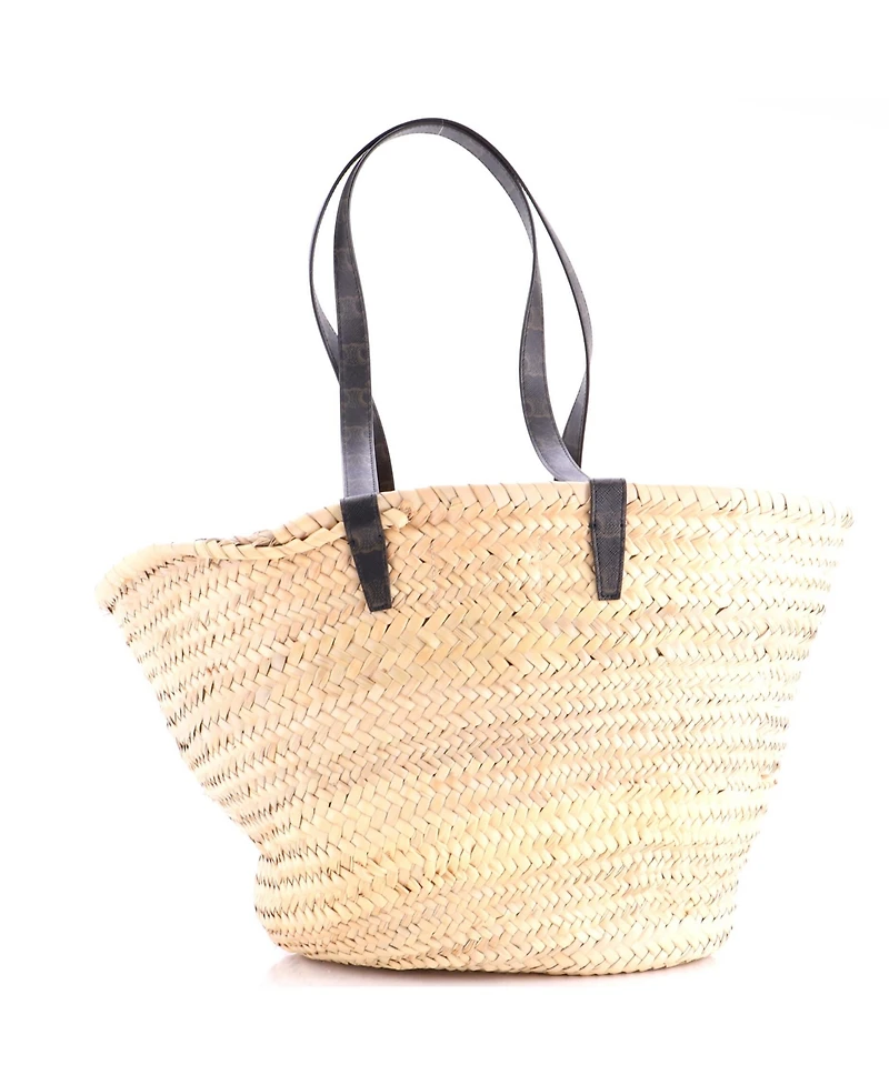 Pre-Owned Celine Large Triomphe Basket Shoulder Bag Raffia with Leather