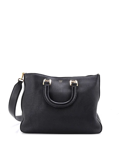 Pre-Owned Fendi Medium Selleria Ff Handle Tote Leather
