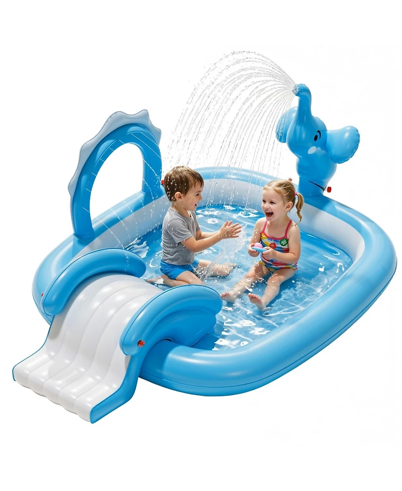Gnuadz Elephant Inflatable Pool Slide Sprinkler Play Center Kiddie Garden Backyard