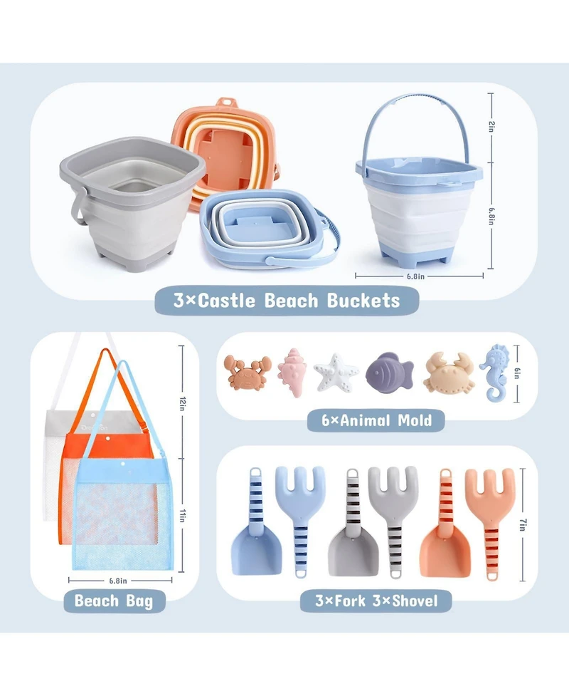 Gnuadz Beach Toys Sand Buckets Molds Mesh Bag Kids Sandbox