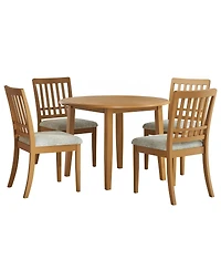 Streamdale Furniture 5- Piece Round Dining Set, Wood Table and 4 Upholstered Chairs