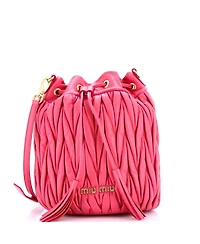 Pre-Owned Miu Miu Mini Drawstring Bucket Bag Matelasse Leather