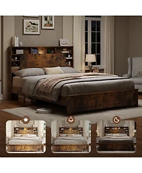 Streamdale Furniture Storage Bed with Charging and Led Lights