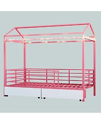 Streamdale Furniture Kids House Floor Bed Frame with Roof