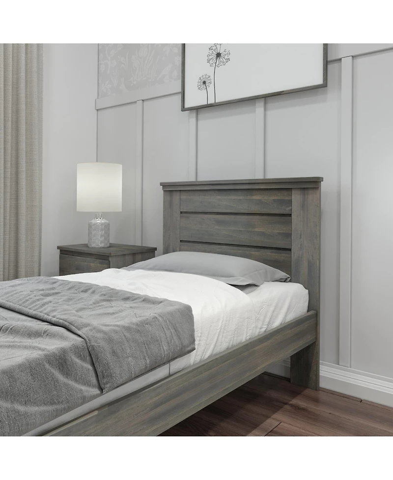 Max & Lily Bed Frame with Panel Headboard, Modern Farmhouse Solid Wood Platform