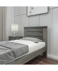 Max & Lily Bed Frame with Panel Headboard, Modern Farmhouse Solid Wood Platform