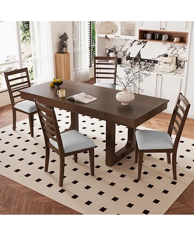 Streamdale Furniture Farmhouse Extendable Dining Set with 4 Chairs