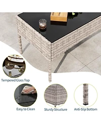 gaomon Patio Rattan Set with Glass Table, Wicker and Cushions