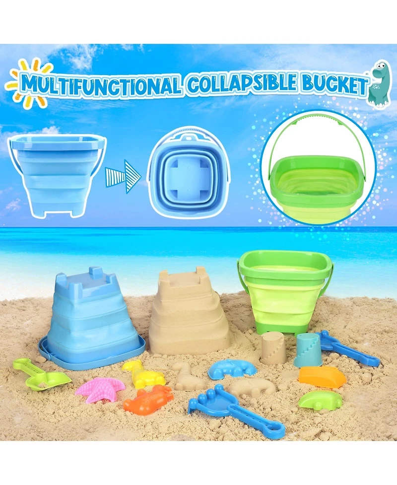 Gnuadz 31-piece Beach Sand Construction Vehicle Bucket Castle Molds Mesh Bag Outdoor Toys Kids