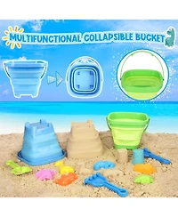 Gnuadz 31-piece Beach Sand Construction Vehicle Bucket Castle Molds Mesh Bag Outdoor Toys Kids