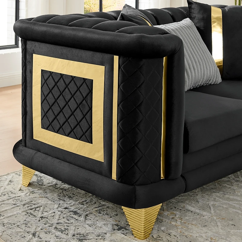 Streamdale Furniture Velvet Luxury Sofa Set, Mid Century Modern